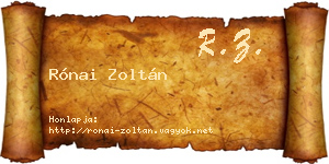 Rónai Zoltán névjegykártya